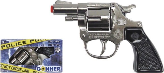 Policijski metalni revolver na kapisle, srebrni (8 metaka)