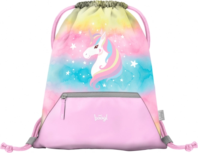 BAAGL SET 3 Airy Rainbow Unicorn: školska torba, pernica, vrećica
