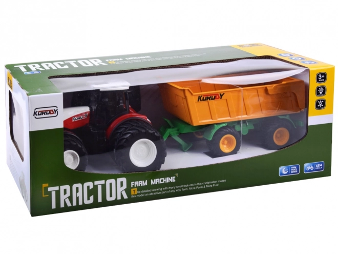 Traktor na daljinsko upravljanje s gumenim kotačima + prikolica RC0601