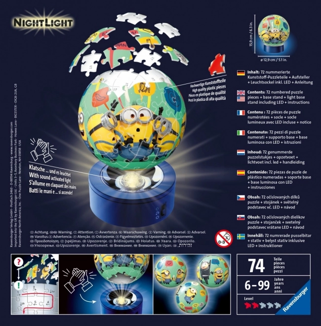 3D puzzle svjetleća kugla Minions