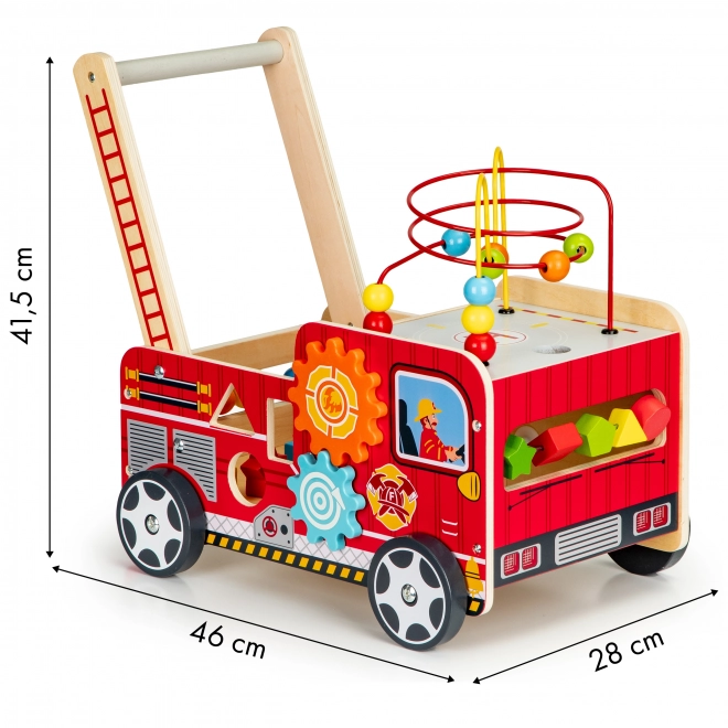 Drveno obrazovno hodalica s kockama - Vatrogasno vozilo ECOTOYS