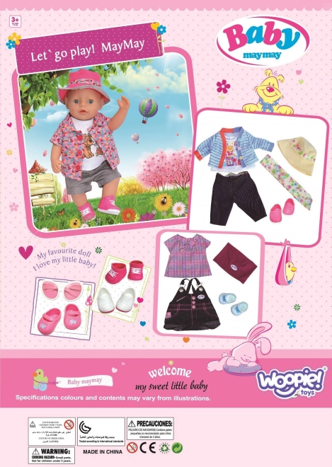 Stilna odjeća za lutku LOVE s naočalama i cipelama 43-46 cm
