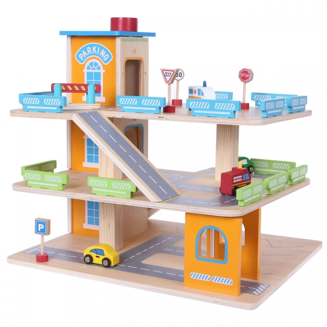 Drvena garažna staza s liftom + autići Ecotoys