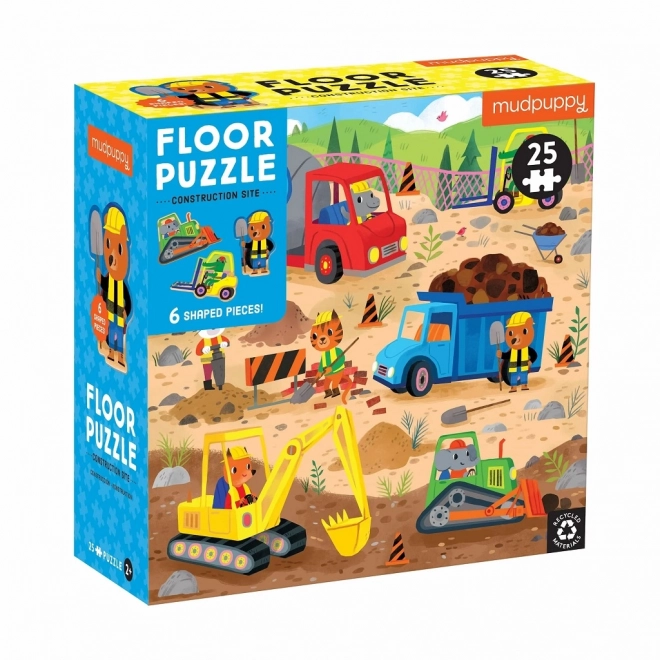 Mudpuppy Podne puzzle automobili na gradilištu 25 komada