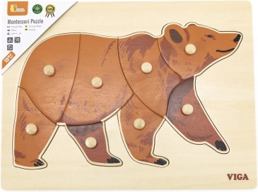 VIGA drvene Montessori puzzle medo s čepićima