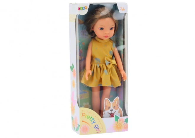 Lutka Žuta Haljina Smeđa Kosa Velika Lutka 33cm