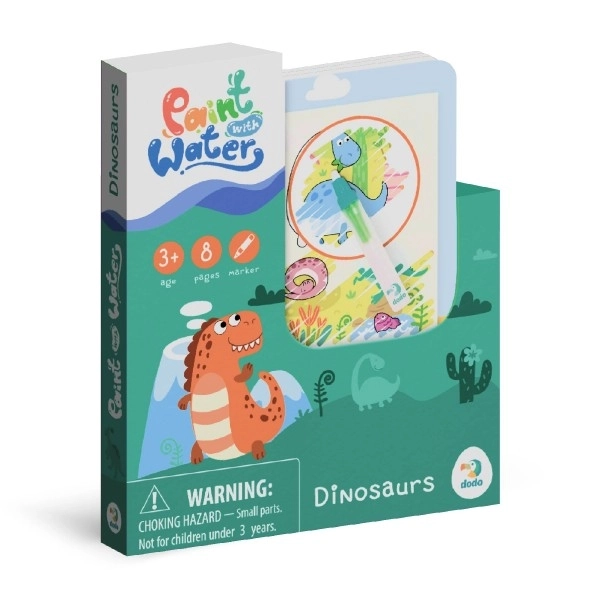 Čarobno bojanje vodom Dinosauri bojanka/blok 12x14cm + kist 8 listova u kutiji