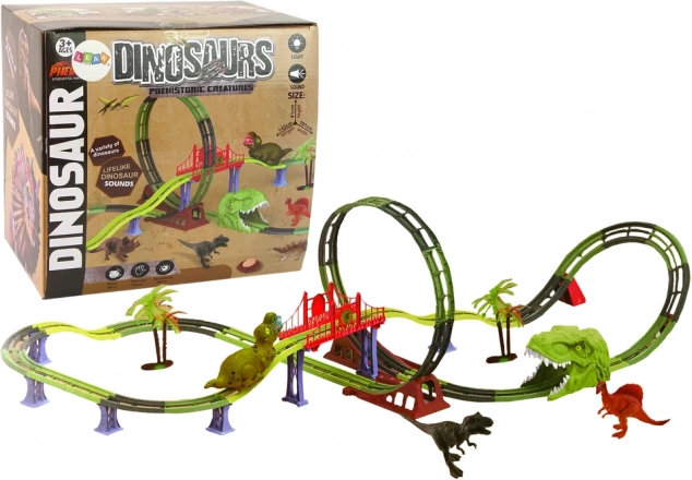 Spiralna trkaća staza s dinosaurima sa svjetlom i zvukom