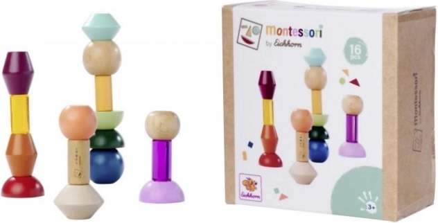 Montessori slagajući blokovi – drvena geometrijska konstrukcijska igra