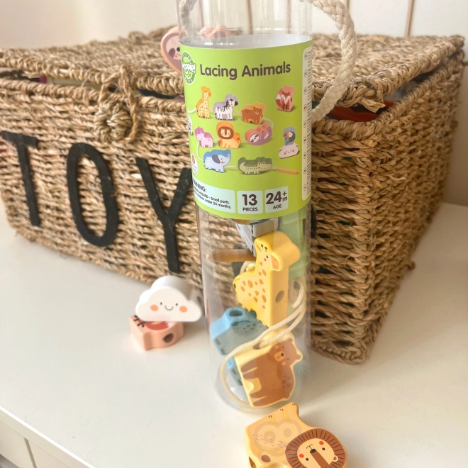 WOOPIE GREEN drvena navlačna zada ZOO Montessori 13 dijelova