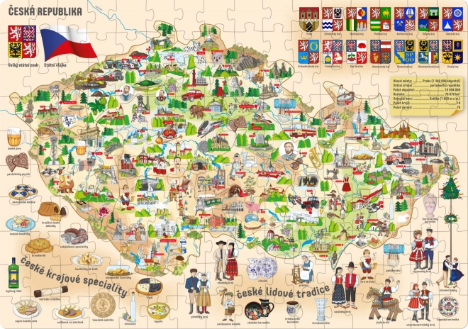 Popularna puzzle karta Češke Republike 160 dijelova