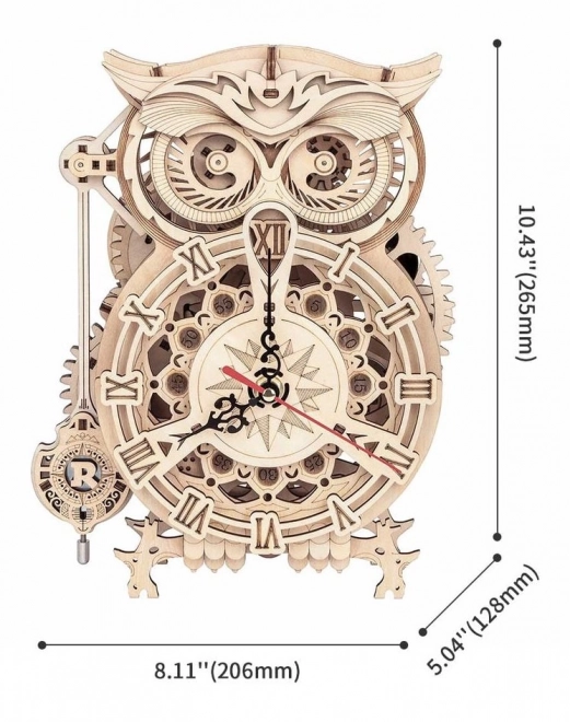 3D drvene mehaničke puzzle Sove Satovi