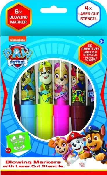 Fixy za puhanje 6 kom s šablonama Paw Patrol/Tlapkova patrola u kutiji 12x19cm