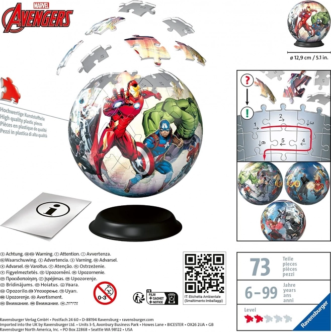 Puzzle-Kugla Marvel: Osvetnici 72 dijela