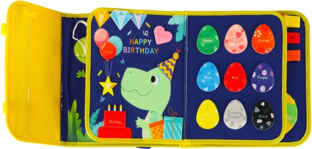 Montessori senzorička manipulativna ploča s motivom dinosaura plava