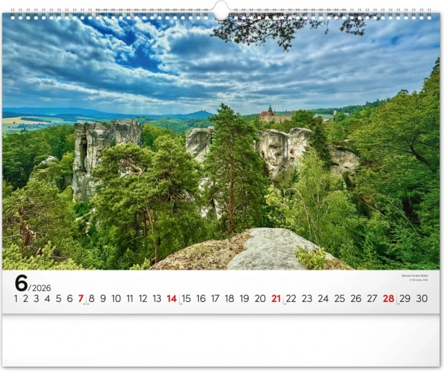 Zidni kalendar Panoramata Češke 2026