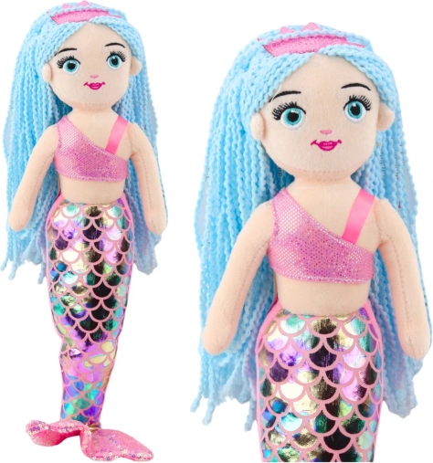 Plišana morska sirena s holografskim repom ružičasto-plava 48 cm
