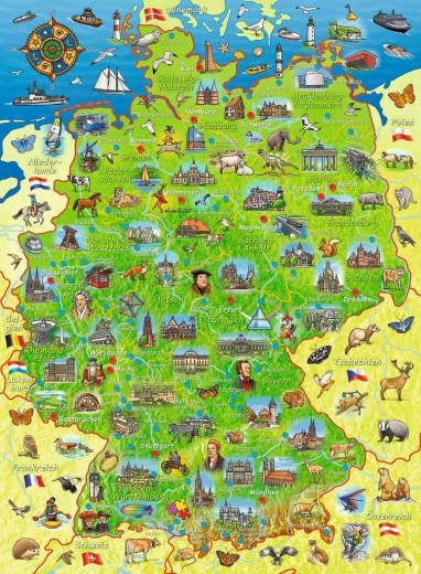 Ravensburger puzzle šarena karta Njemačke XXL 200 dijelova