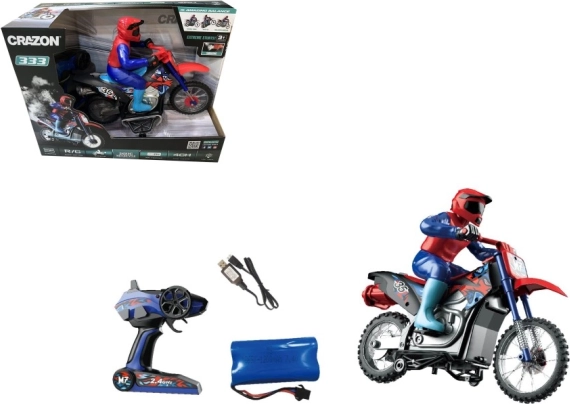 Kaskaderski RC motor 1:10 crveni s dimnim i svjetlosnim efektima