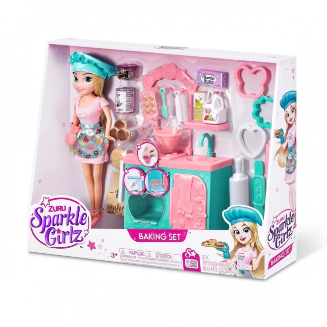 Pekarska garnitura Sparkle Girlz s lutkom 27 cm