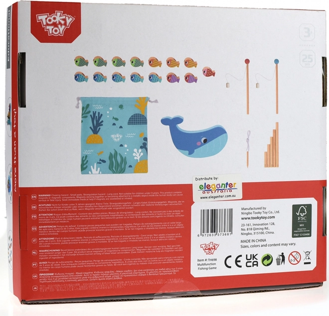 Tooky Toy Drvena Igra Kit i Ribice Multifunkcionalna 4 u 1
