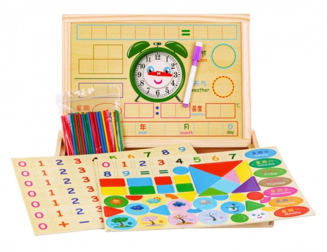 Drvena magnetna ploča za djecu 3+ Edukativni set + dodatna oprema