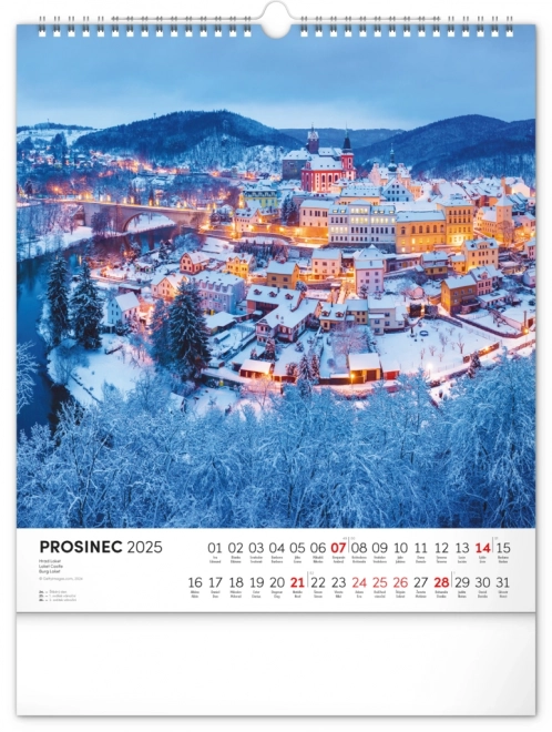 NOTIQUE Zidni kalendar Češka republika 2025, 30 x 34 cm