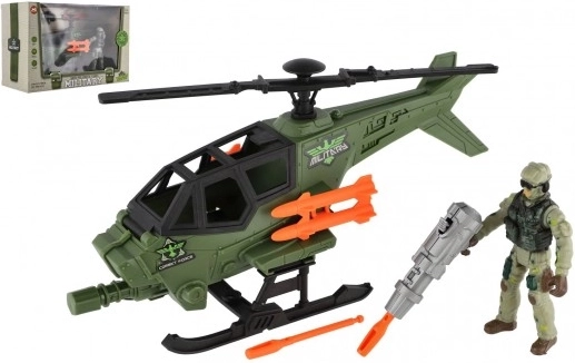 Vojni helikopter s vojnikom i dodacima – plastični set za igru