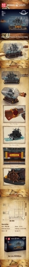 Konstrukcijski set piratski brod u boci 792 dijela