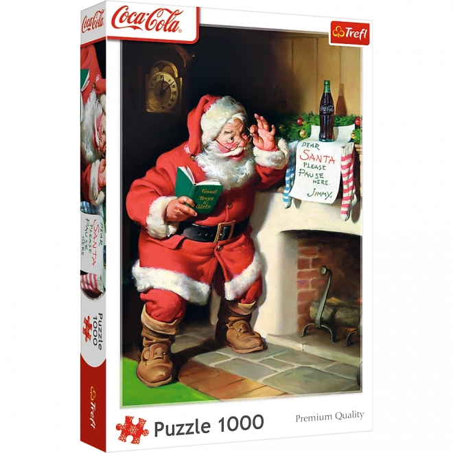 Puzzle 1000 dijelova Coca‑Cola božićni – Djed Mraz kraj kamina