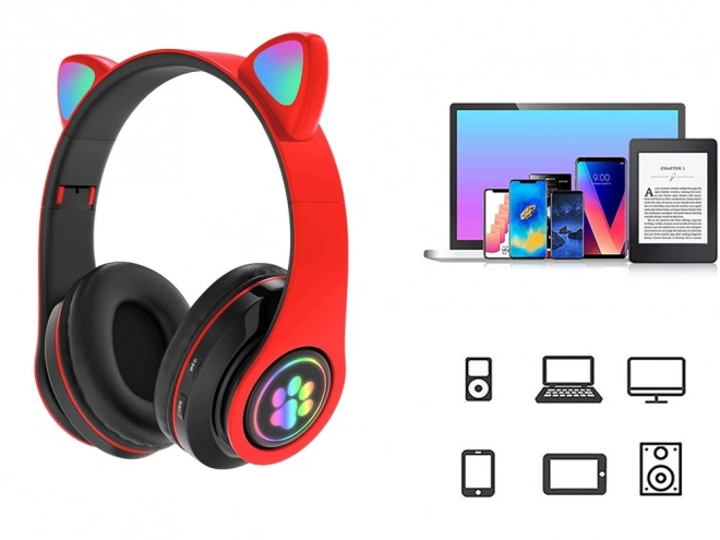 Bežične slušalice bluetooth radio fm mp3 mačje uši led osvjetljenje