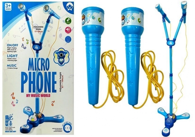 Set mikrofona Karaoke za djecu Plavi stalak na baterije