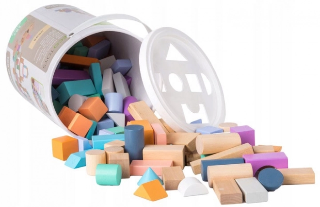 Drvene kocke 100 kom u kanti sa sorterom Ecotoys