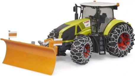 Bruder traktor Claas Axion 950 sa snježnim lancima i ralicom