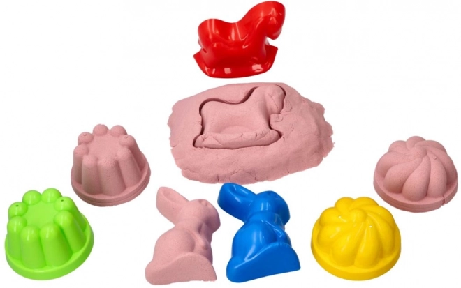 ADAM TOYS Kinetički pijesak ružičasti 2 kg + kalupi i lopatica