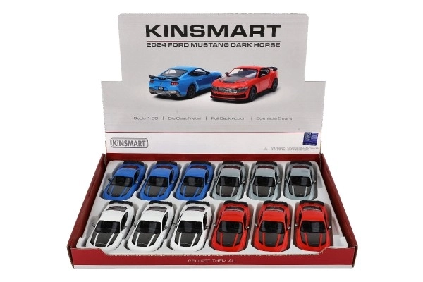 Auto Kinsmart 2024 Ford Mustang Dark Horse 1:38 kov/plast 12,5cm 4 boje na povratni pogon 12kom u kutiji