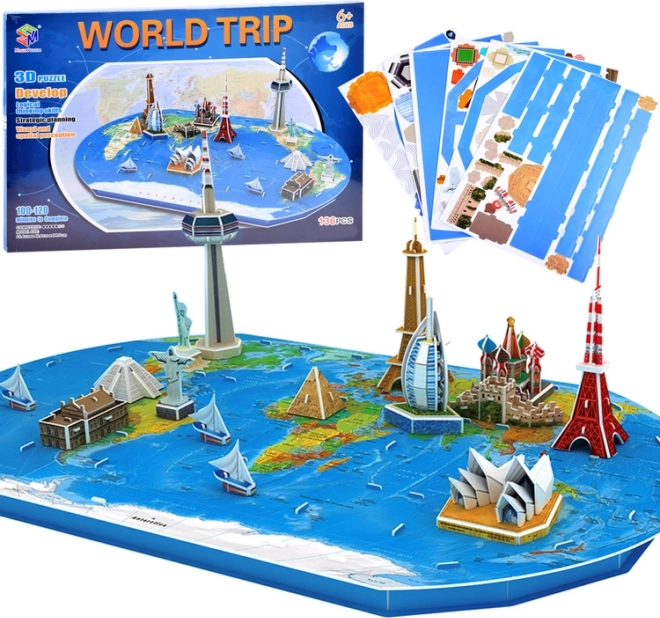 3D puzzle svjetska karta s najslavnijim građevinama