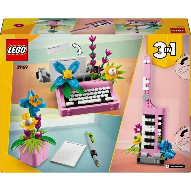 Konstrukcijski set za djecu - Pisaća mašina s cvijećem LEGO Creator 3u1