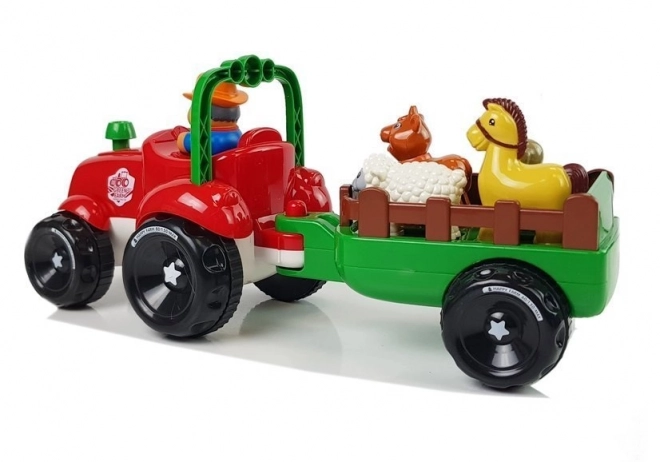 Traktor s prikolicom, životinje za djecu s svjetlom na baterije Zvuk