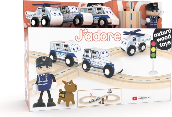 Drvena policijska vlakopružno set 25 dijelova J’adore