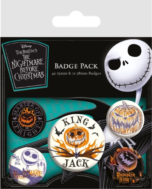 Set bedževa NIGHTMARE BEFORE CHRISTMAS – 5 kom (2,5–3,5 cm)