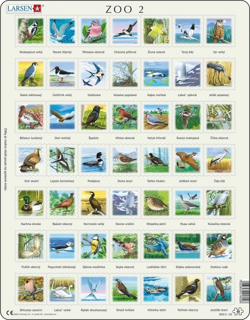LARSEN puzzle ptice – edukativne okvirne puzzle 49 dijelova