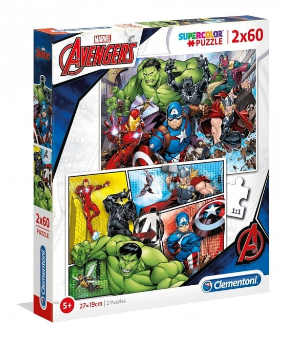 Puzzle 2x60 dijelova Super Kolor - Avengers