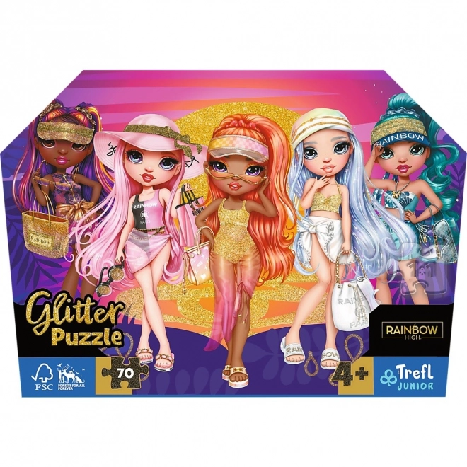 Puzzle 70 dijelova sjaj u kovčegu Glitter Dolls Rainbow High