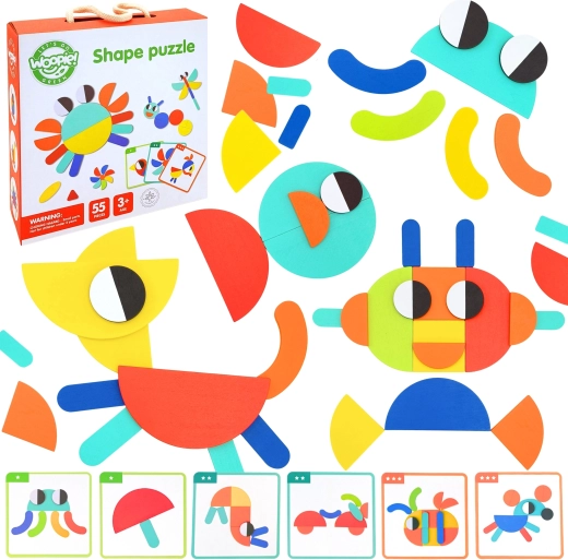 WOOPIE GREEN drvena Montessori slagalica – 40 uzoraka, 55 dijelova, FSC certifikat