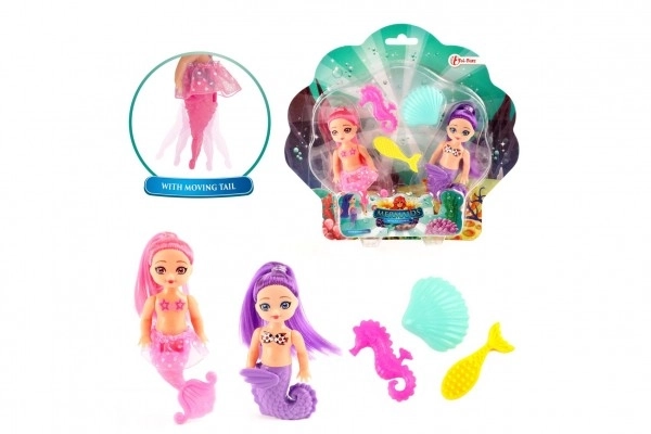 Lutka morska sirena 2 kom 10 cm plast s dodacima na kartici