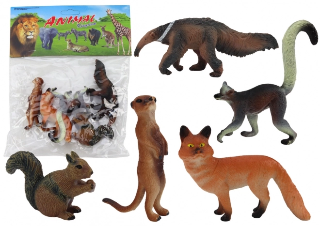 Figurice Životinja 5 kom: Vjeverica, Surikata, Mravojed, Lisica, Lemur