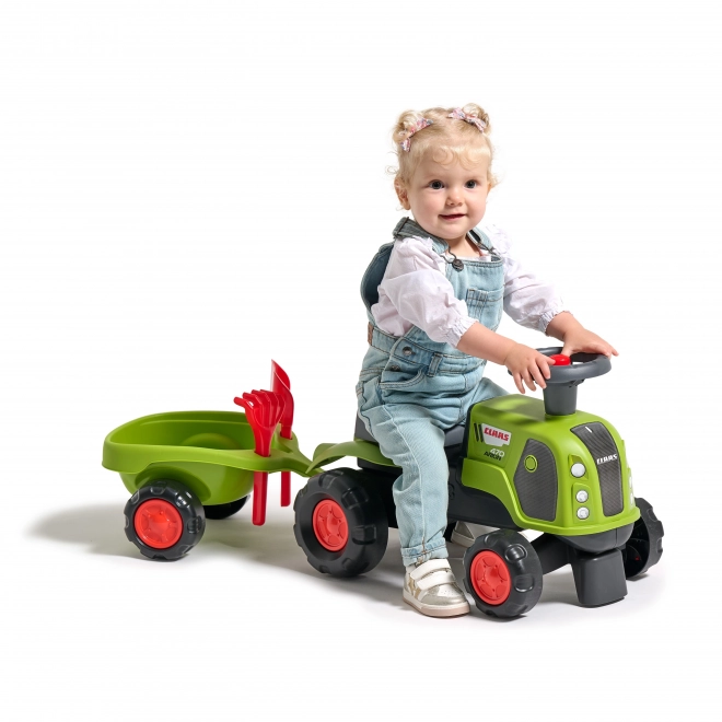 Dječji traktor Falk Claas 470 Arion zeleni s prikolicom i setom za pijesak