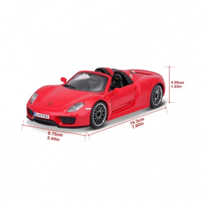 Kovinsko autiće Porsche 918 Spyder crveno