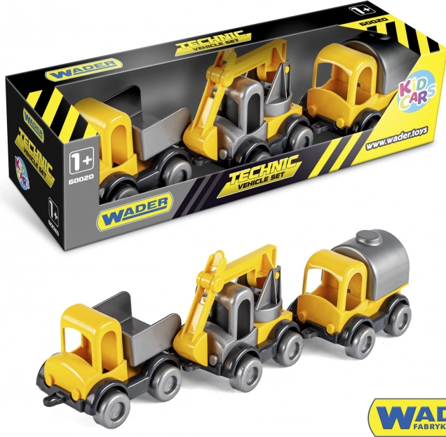 Auto građevinski Kid Cars 3 kom plastični 10cm u kutiji 30x8x10cm 12m+ Wader